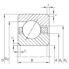 薄截面轴承 CSEC070, 角接触球轴承，类型E，运行温度 -54°C 到 +120°C